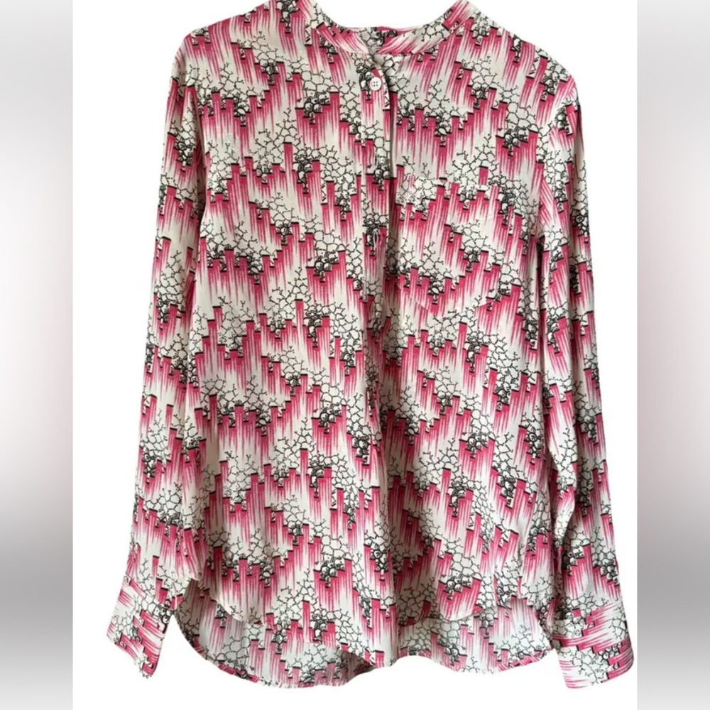 Isabel Marant Pink Graphic Print Button-Up Blouse small